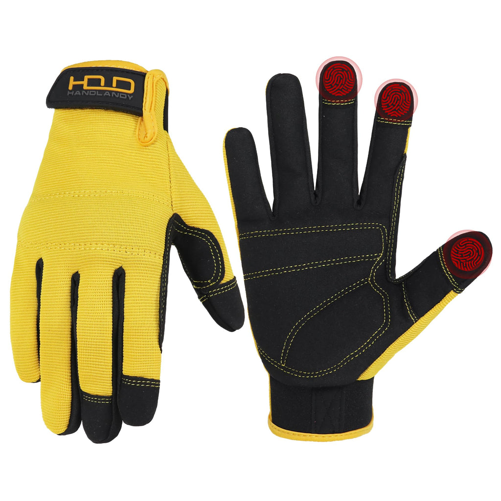 HANDLANDY Work Gloves for Men & Women, Utility Mechanic Working Gloves Touch Screen, Flexible Gardening Gloves for Yard