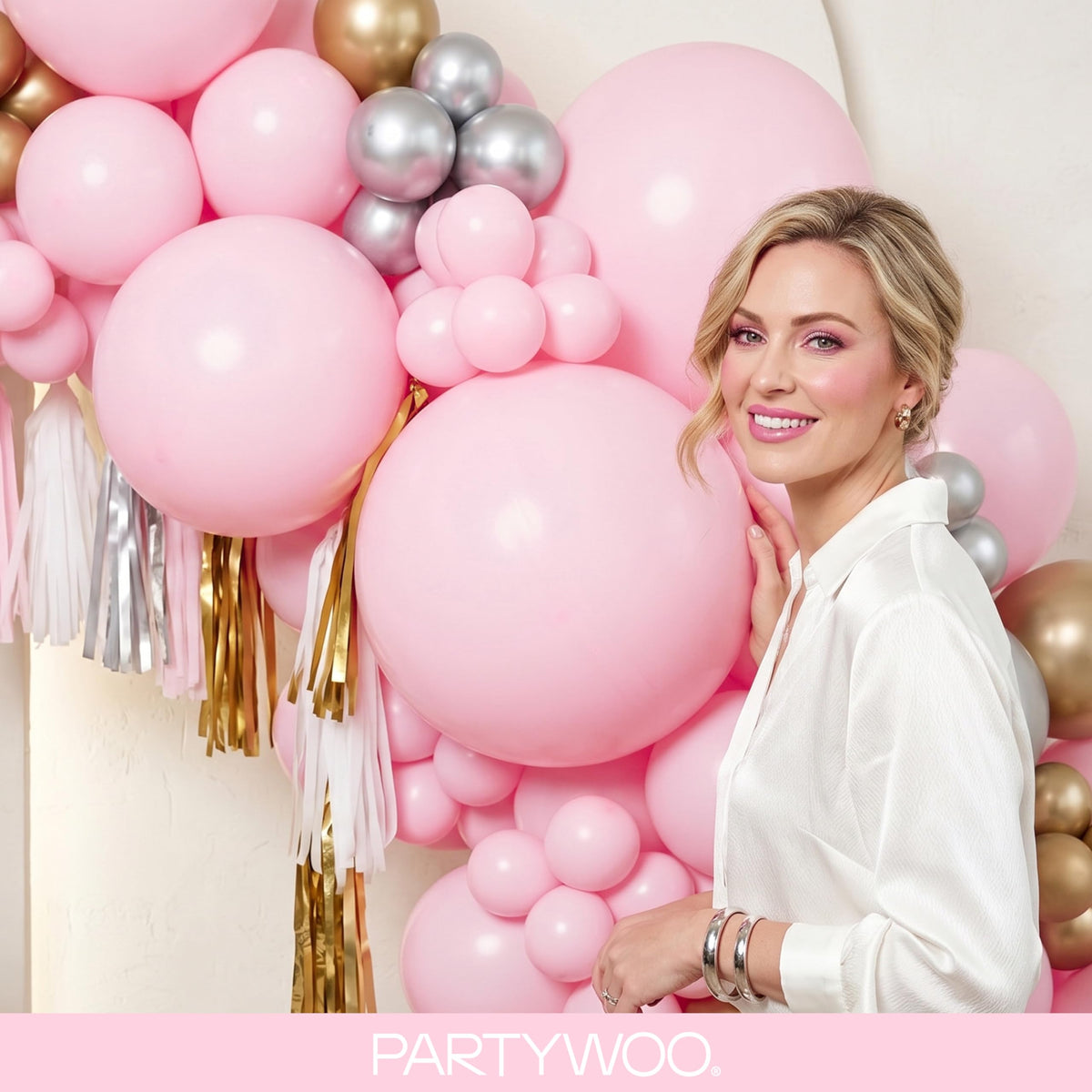 PartyWoo Baby Pink Balloons 152pcs Pastel Pale Light Pink Different Sizes