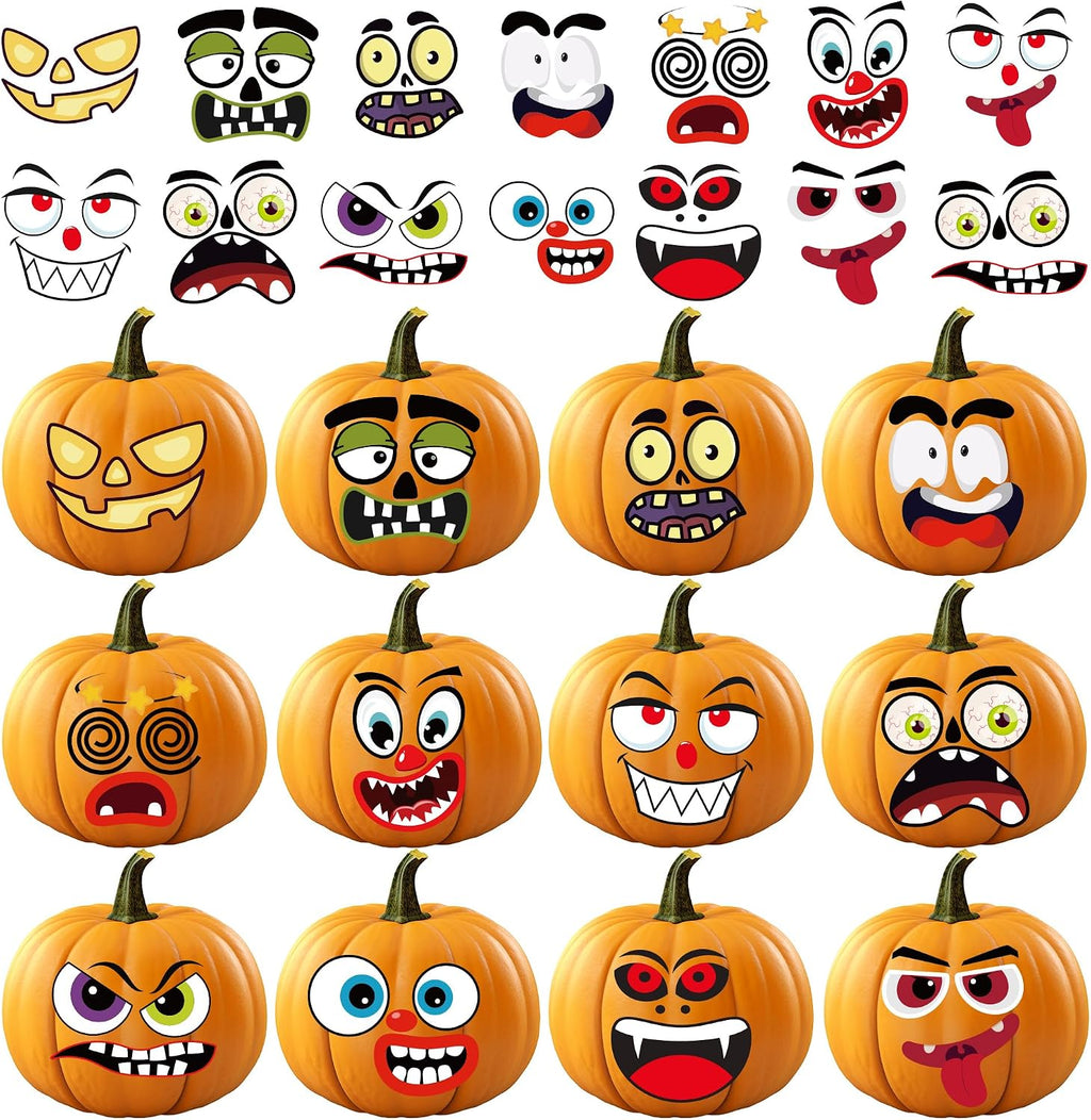 OHOME Halloween Party Favors - 36 Pack DIY Pumpkin Face Stickers for Kids - Halloween Games Toys Gifts Crafts Treats Accessories - Trick-or-Treat Pumpkin Decorations Activities Party Supplies