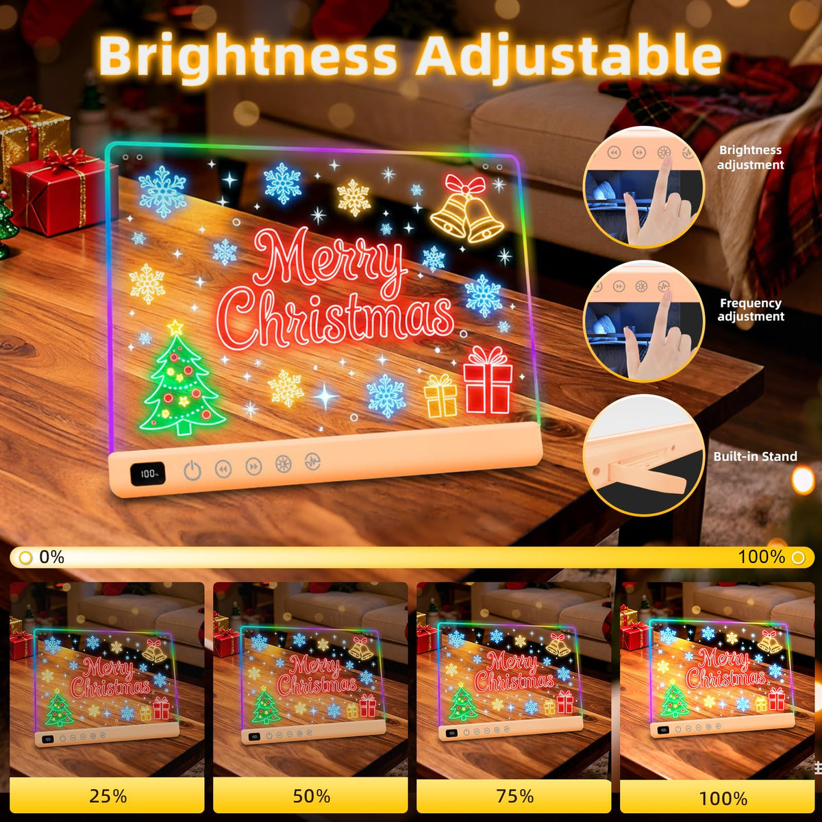 Led Drawing Board with 13 Light Effects, 16" Rechargeable Glow Doodle LED Note Board with Colors, Neon Light Up Drawing Tablet Gifts for Kids for Easter Birthday Christmas Gift Ideas