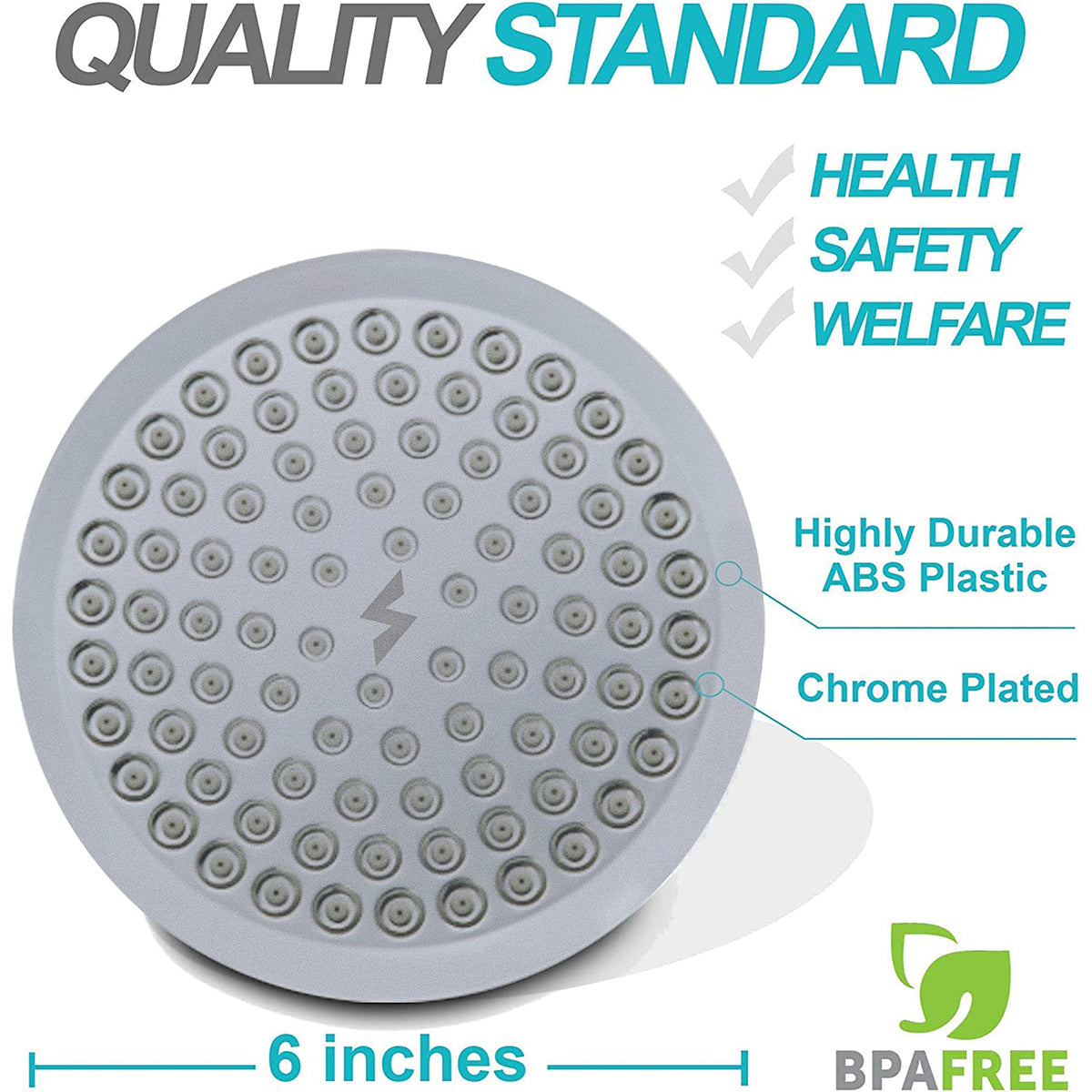 SparkPod Rain Shower Head, 6 Inch Round, Luxury Polished Chrome Finish