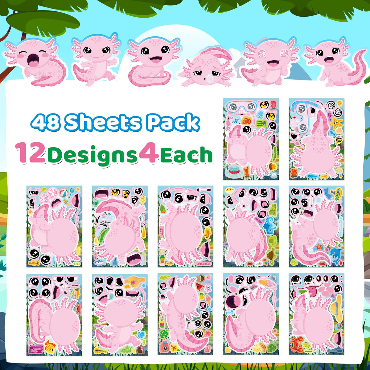 Stickers for Kids Toddler Party Favors Crafts - 48 Sheets