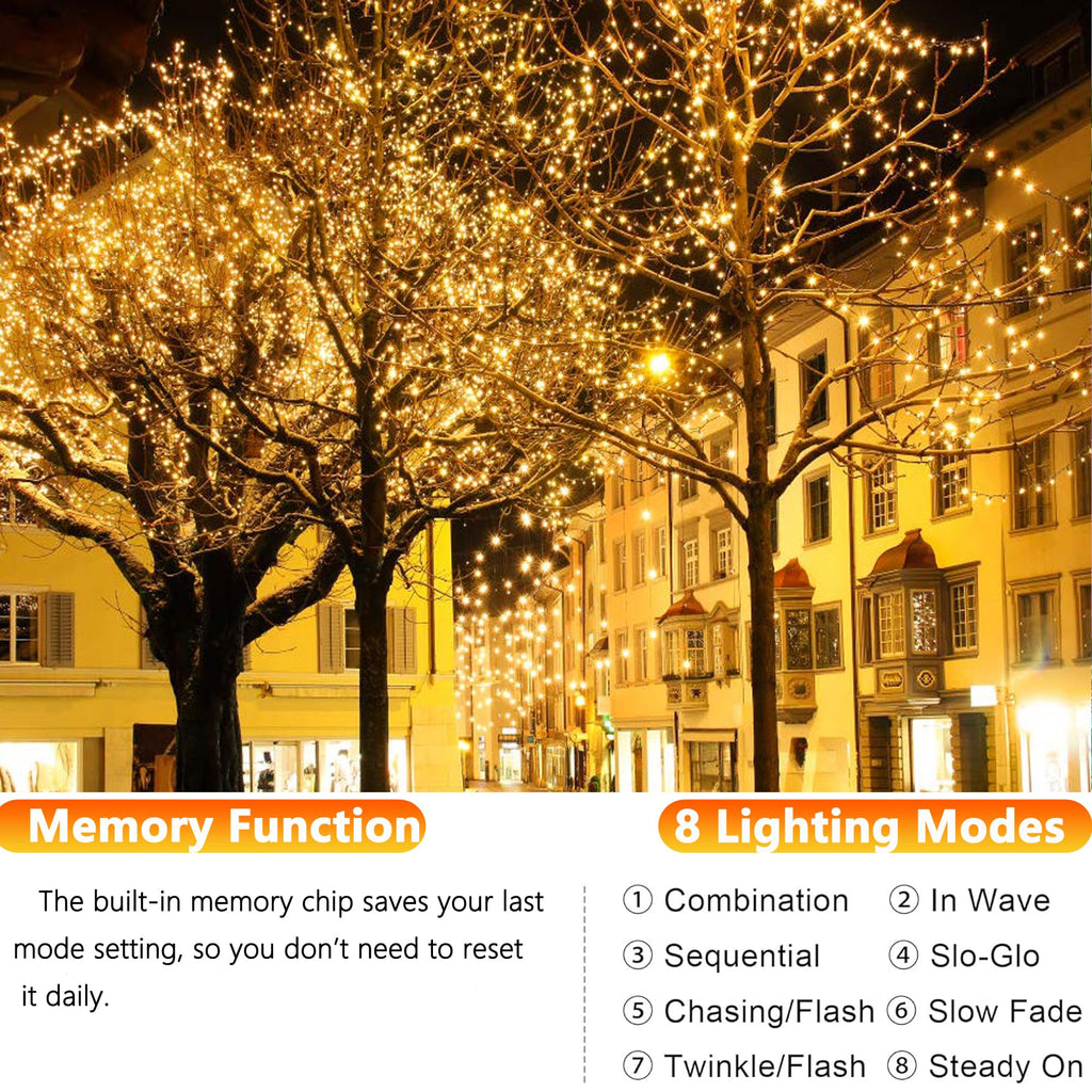 Joomer Solar Fairy Lights, 2-Pack Total 80FT 240LED String Lights, White