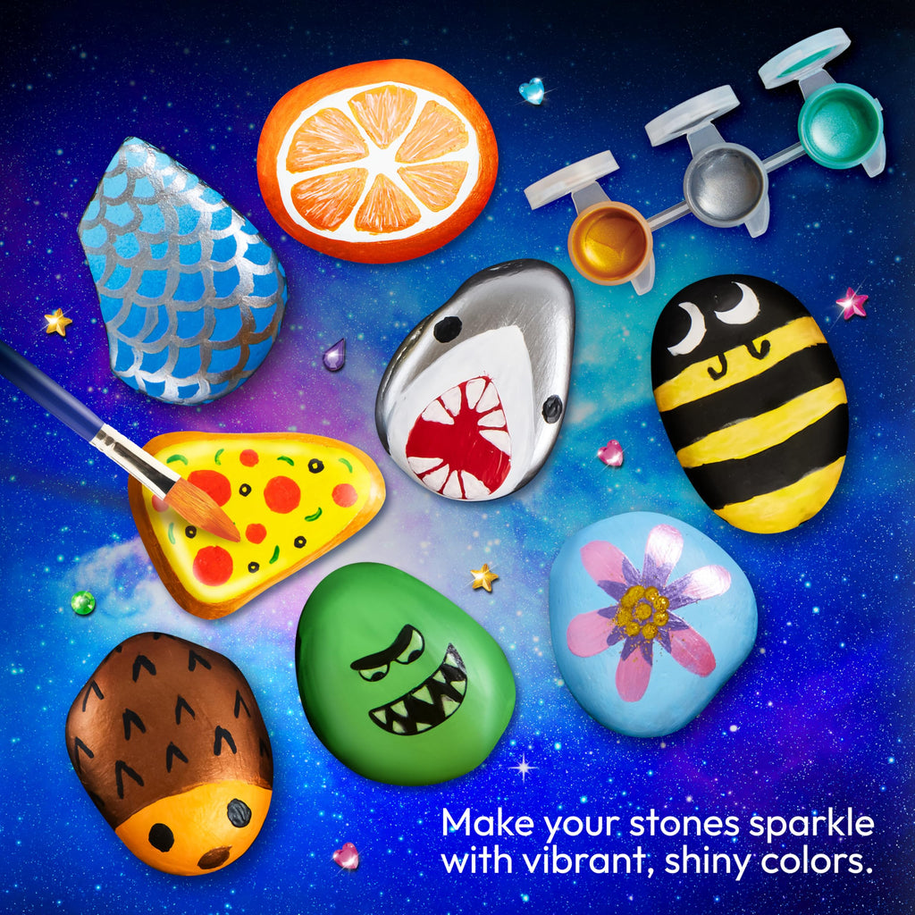 JOYIN Rock Painting Kit for Kids, Arts and Crafts for Girls & Boys Ages 6-12, DIY Supplies for Painting Rocks, Easter Craft Kits Art Set, Kids Birthday Christmas Presents, Family Indoor Activity
