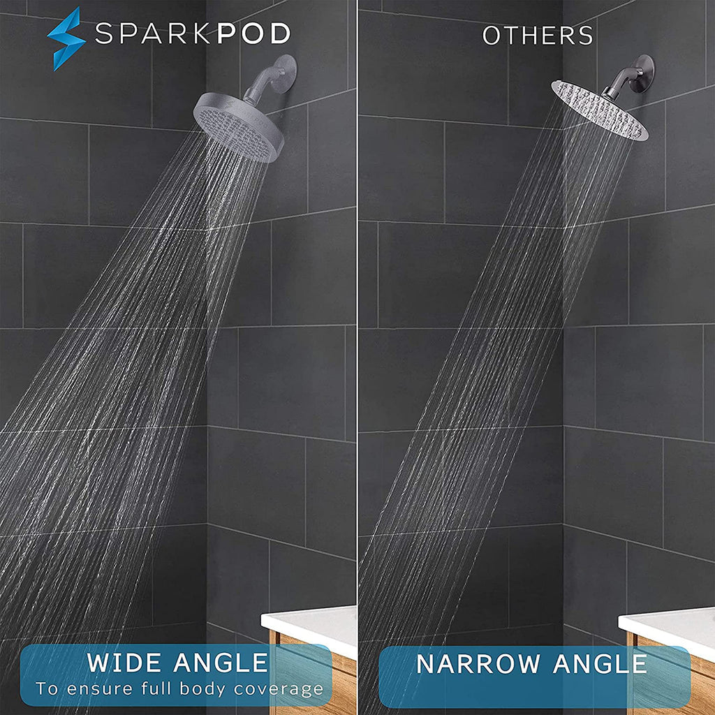 SparkPod Rain Shower Head, 6 Inch Round, Luxury Polished Chrome Finish