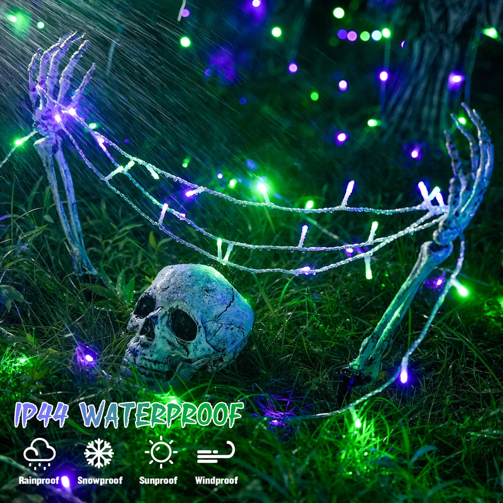 JMEXSUSS 100 LED Orange & Purple Halloween Lights Plug in