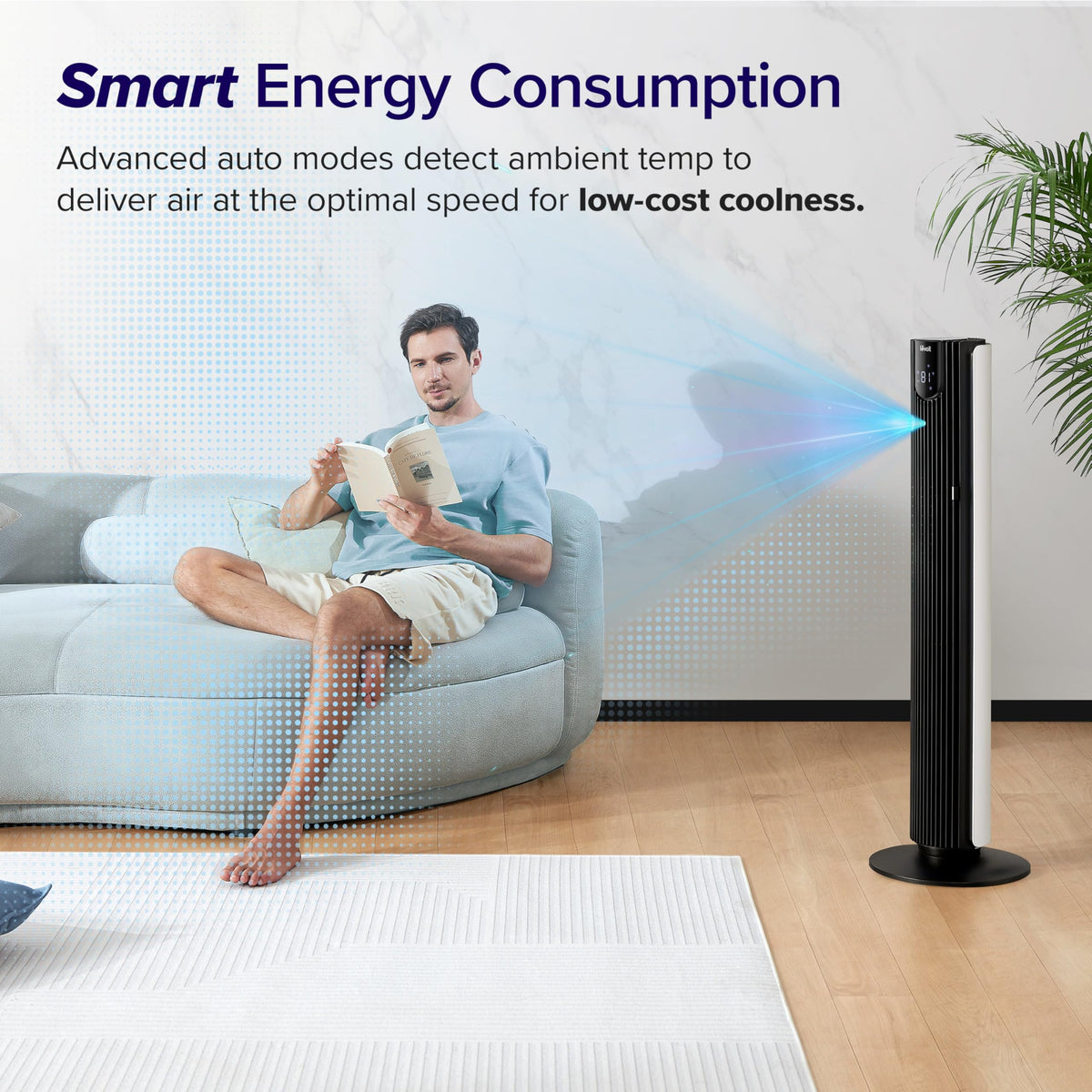 Levoit Tower Fan for Bedroom, 20dB Quiet Desk Fan, Easy to Carry & Plug-in