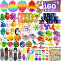 160 Pcs Fidget Toys Party Favors Pack, Randomly Selected Pop Sensory Set Gifts Stickers for Kids Adults Boy Girl Stocking Stuffers Autistic Bulk Goodie Bag Filler Treasure Box Classroom Prizes School