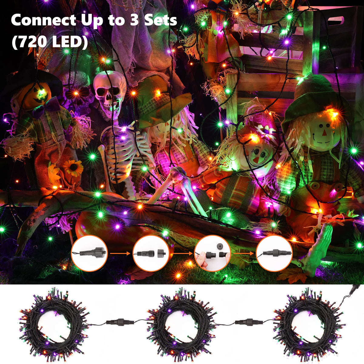 Brizled LED Halloween Lights Indoor Outdoor Orange & Purple String Light