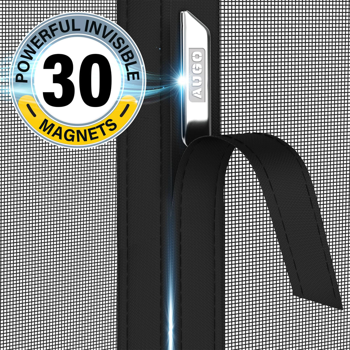 AUGO Magnetic Screen Door - Self Sealing, Heavy Duty, Hands Free Mesh Partition Keeps Bugs Out - Pet and Kid Friendly - Patent Pending Keep Open Feature - 38 Inch x 83 Inch