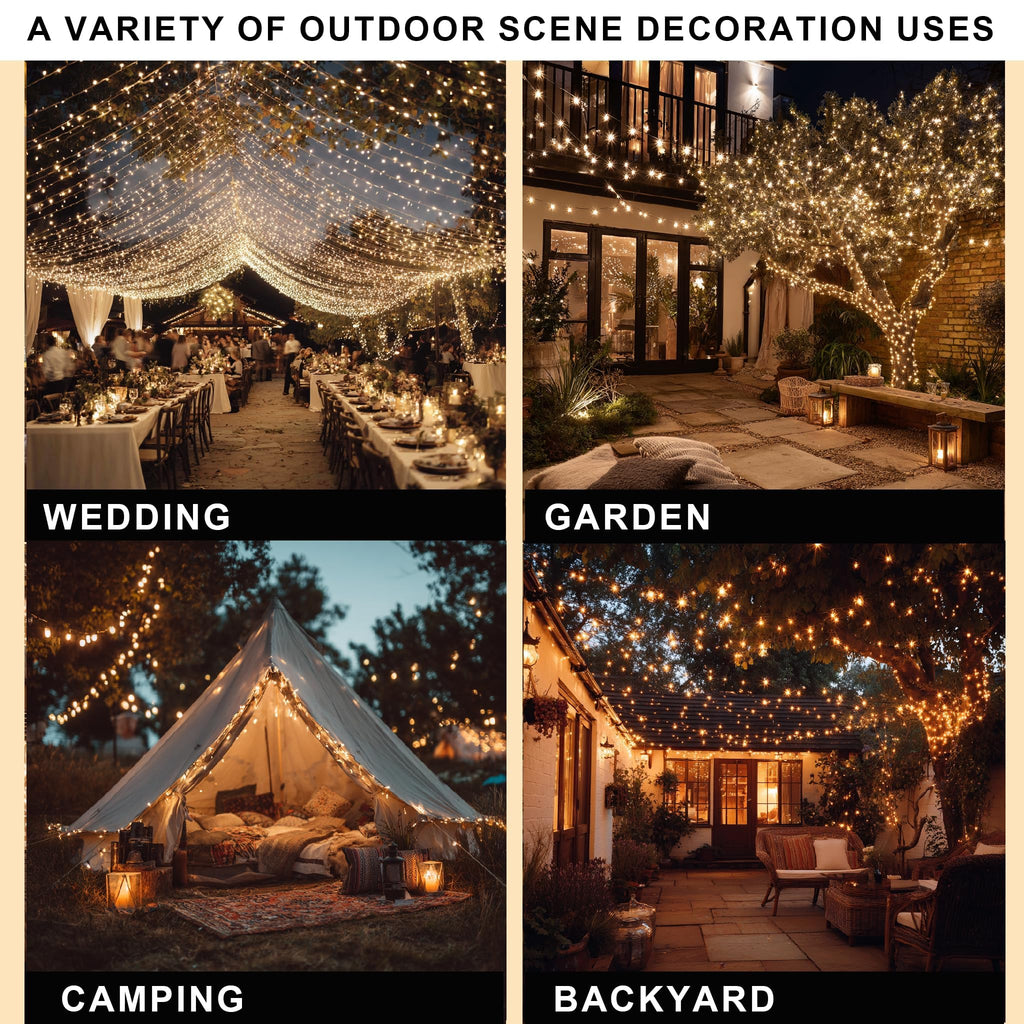 DAZZLE BRIGHT Halloween 300 LED String Lights, 100FT String Lights with 8 Lighting Modes, Halloween Decorations for Party Carnival Supplies, Outdoor Yard Garden Decor (Purple & Orange)
