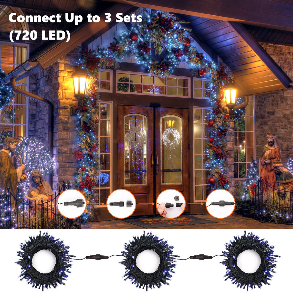Brizled LED Halloween Lights Indoor Outdoor Orange & Purple String Light