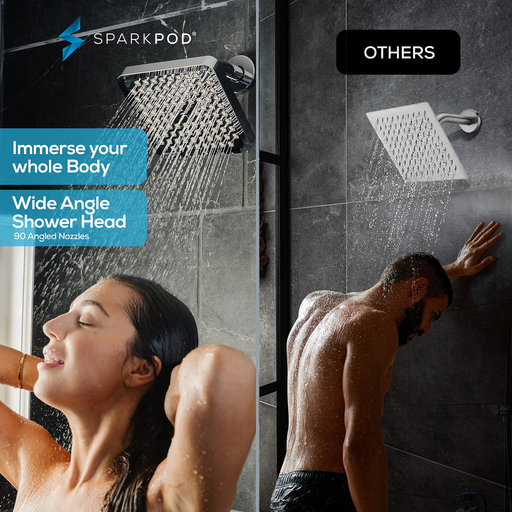 SparkPod Rain Shower Head, 6 Inch Round, Luxury Polished Chrome Finish