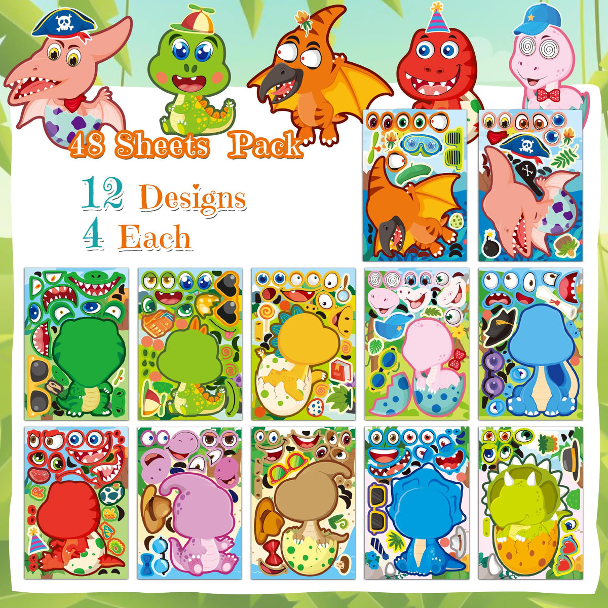 Stickers for Kids Toddler Party Favors Crafts - 48 Sheets