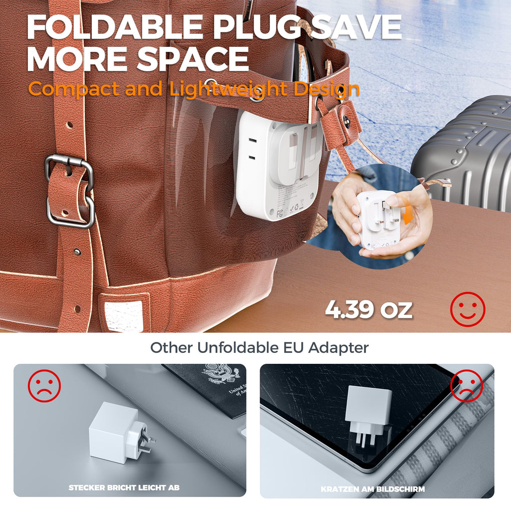 TESSAN European Travel Plug Adapter 2 Pack, Type C Plug