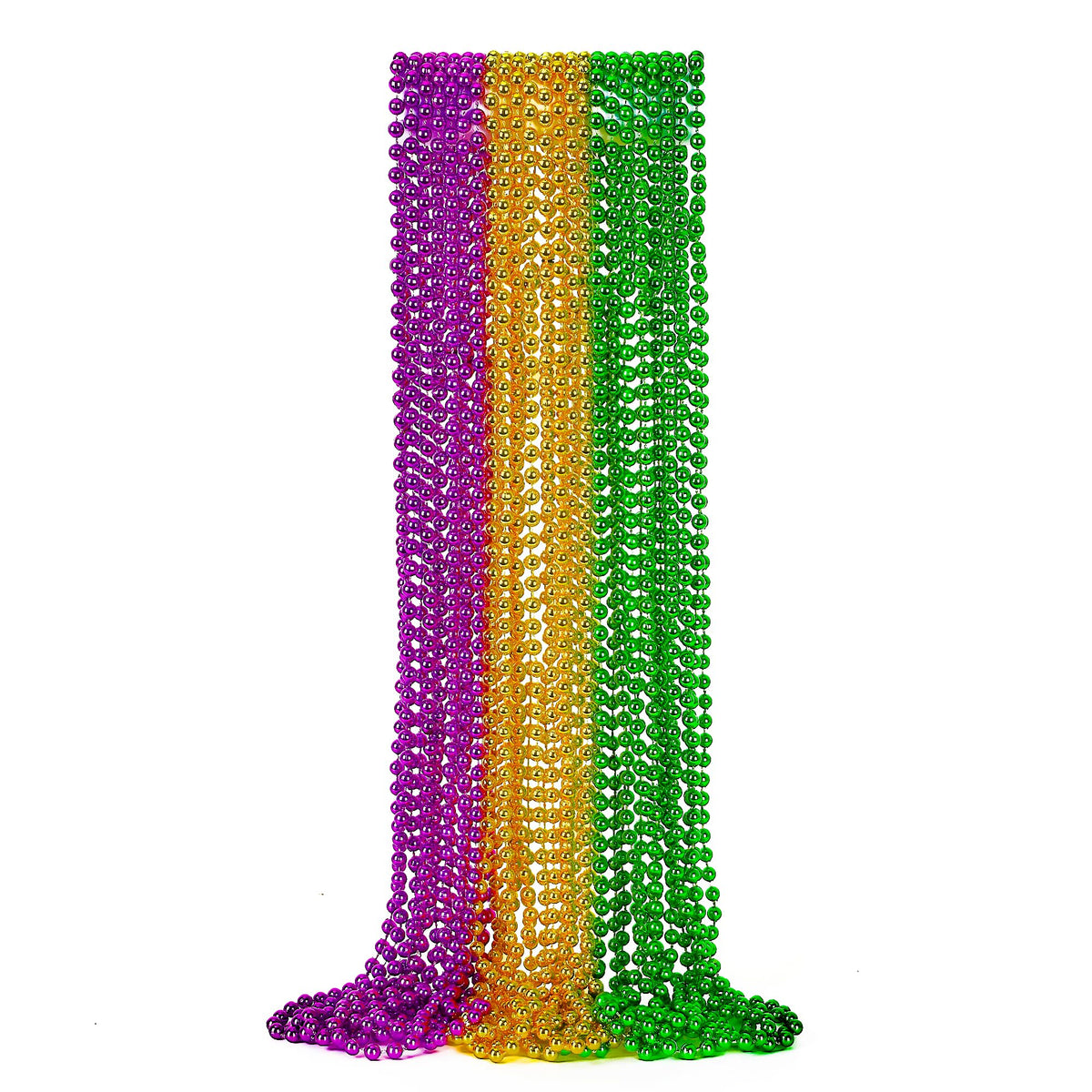 EOBOH Mardi Gras Beads, 12PCS Bead Necklace Party Favors, Metallic 6 Kinds of 33" Beaded Necklaces Costumes Stuff, Festival Parade Throw Accessory Sets for Mardi Gras Celebrations Decorations