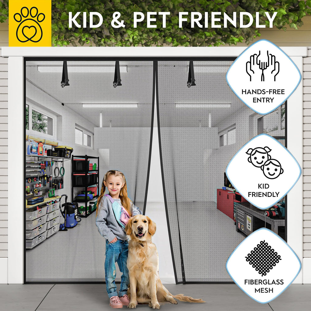 AUGO Magnetic Screen Door - Self Sealing, Heavy Duty, Hands Free Mesh Partition Keeps Bugs Out - Pet and Kid Friendly - Patent Pending Keep Open Feature - 38 Inch x 83 Inch