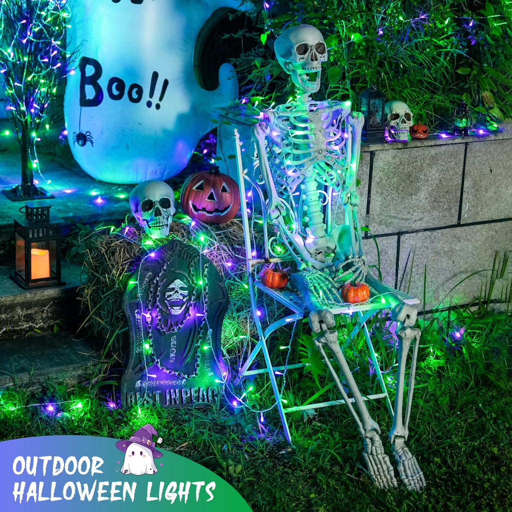 JMEXSUSS 100 LED Orange & Purple Halloween Lights Plug in