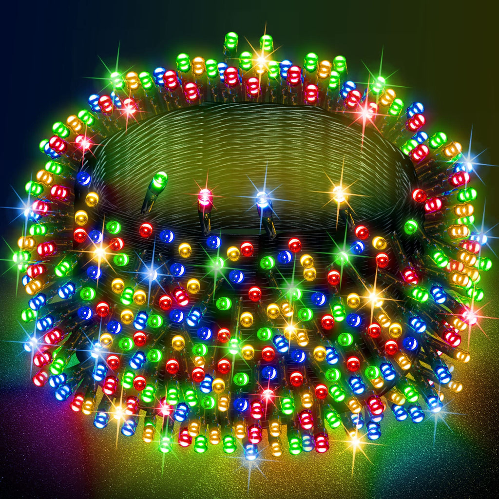 DAZZLE BRIGHT Halloween 300 LED String Lights, 100FT String Lights with 8 Lighting Modes, Halloween Decorations for Party Carnival Supplies, Outdoor Yard Garden Decor (Purple & Orange)