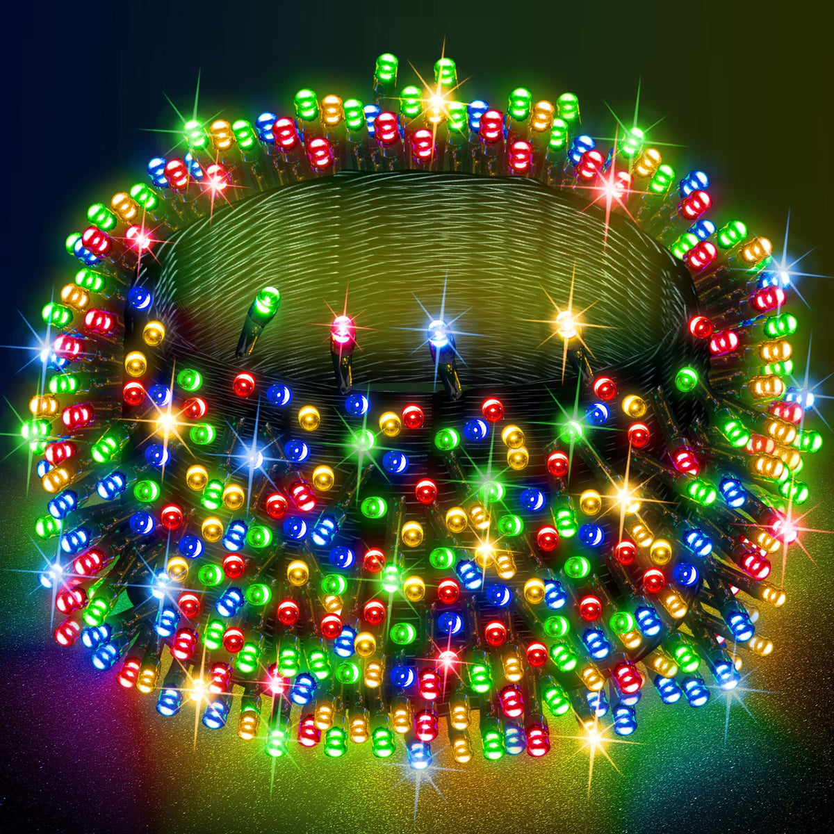 DAZZLE BRIGHT Halloween 300 LED String Lights, 100FT String Lights with 8 Lighting Modes, Halloween Decorations for Party Carnival Supplies, Outdoor Yard Garden Decor (Purple & Orange)