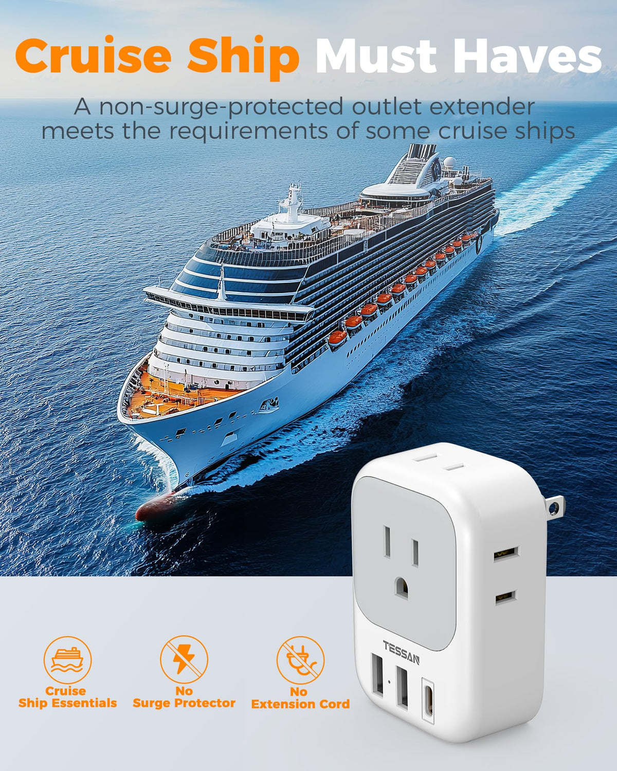 TESSAN European Travel Plug Adapter 2 Pack, Type C Plug