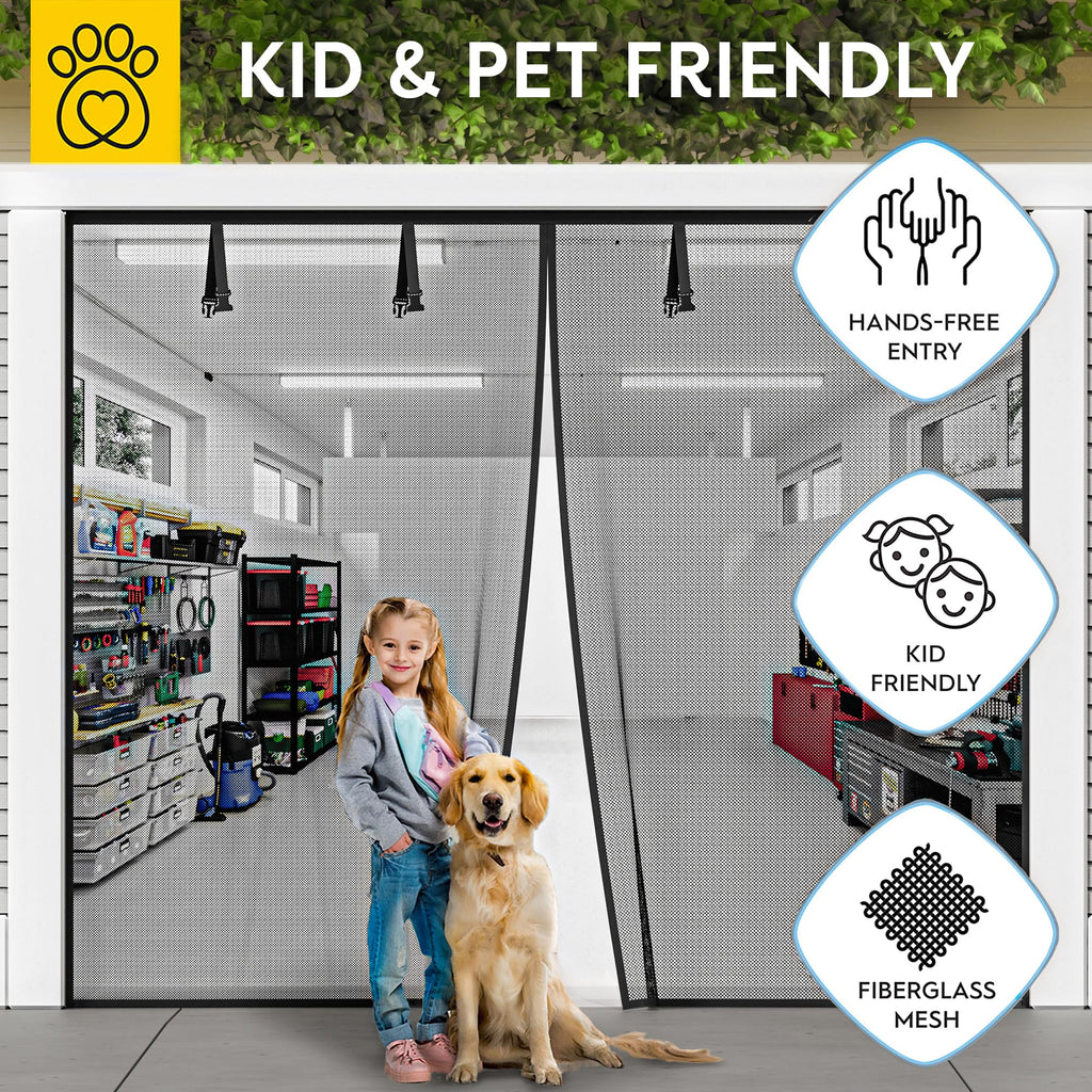 AUGO Magnetic Screen Door - Self Sealing, Heavy Duty, Hands Free Mesh Partition Keeps Bugs Out - Pet and Kid Friendly - Patent Pending Keep Open Feature - 38 Inch x 83 Inch