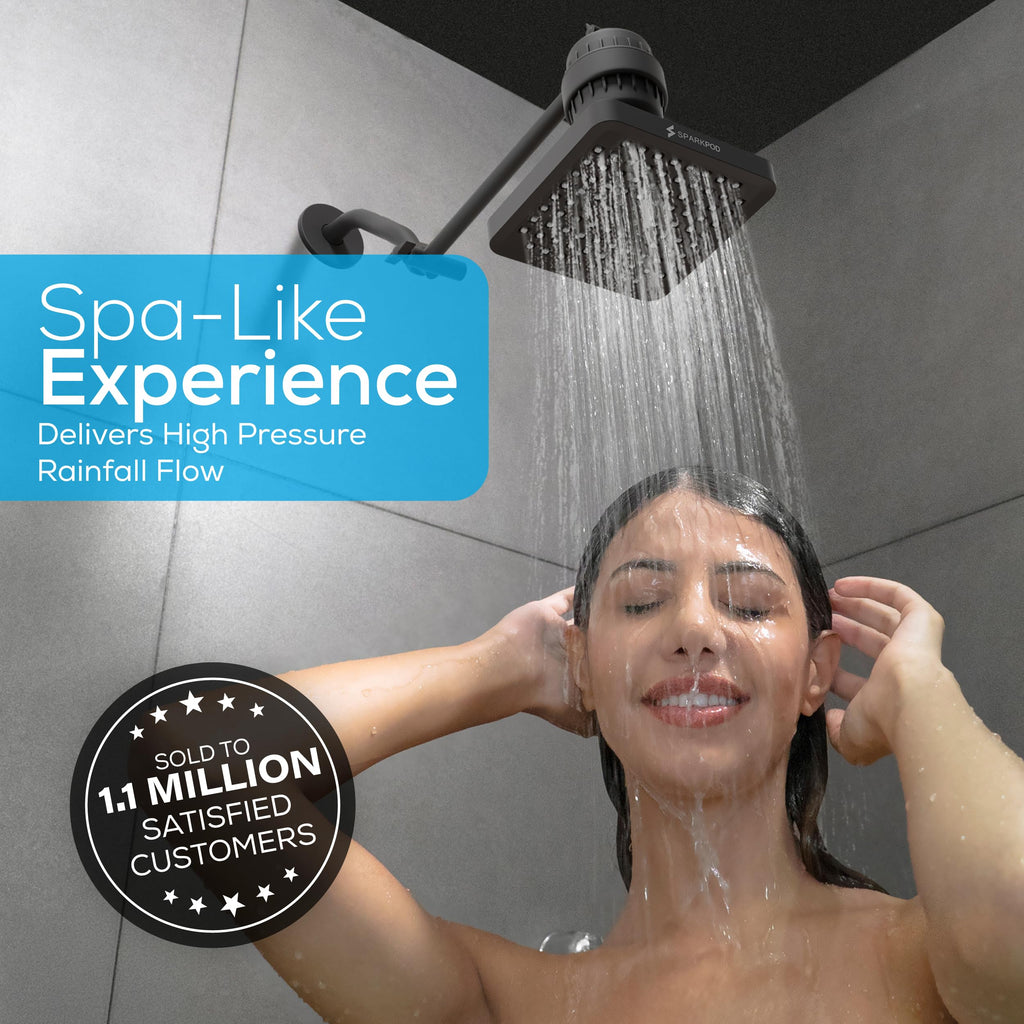 SparkPod Rain Shower Head, 6 Inch Round, Luxury Polished Chrome Finish