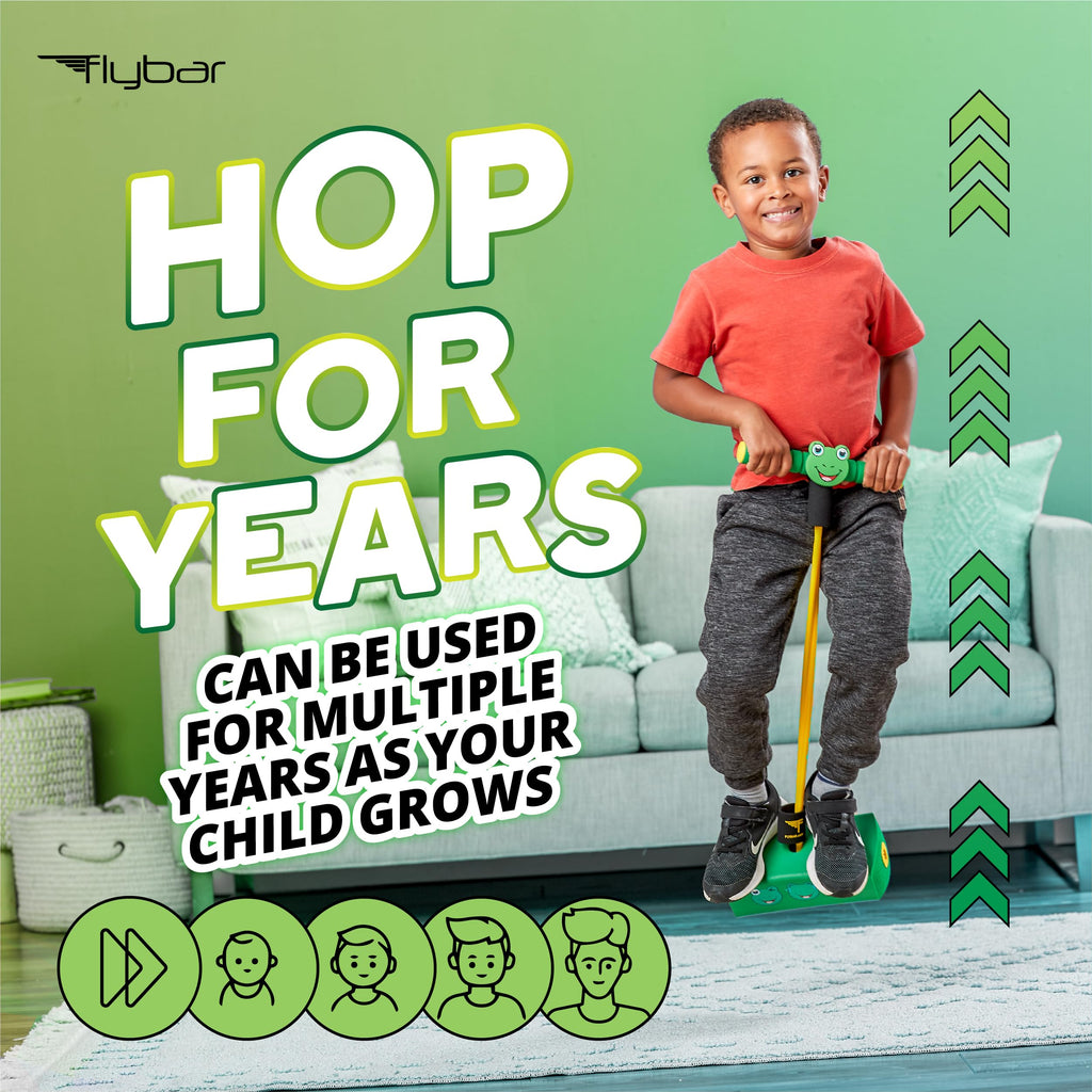Flybar My First Foam Pogo Jumper for Kids Fun and Safe Pogo Stick, Durable Foam and Bungee Jumper for Ages 3 and up Toddler Toys, Supports up to 250lbs (Blue)