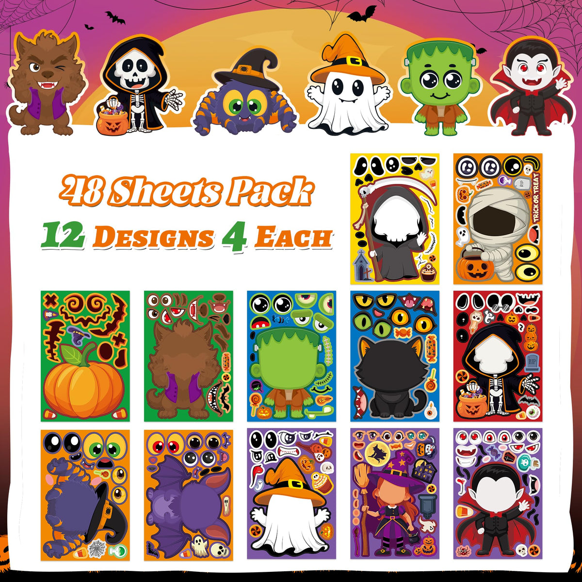 Stickers for Kids Toddler Party Favors Crafts - 48 Sheets