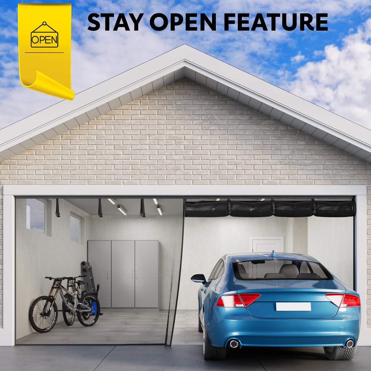 AUGO Magnetic Screen Door - Self Sealing, Heavy Duty, Hands Free Mesh Partition Keeps Bugs Out - Pet and Kid Friendly - Patent Pending Keep Open Feature - 38 Inch x 83 Inch
