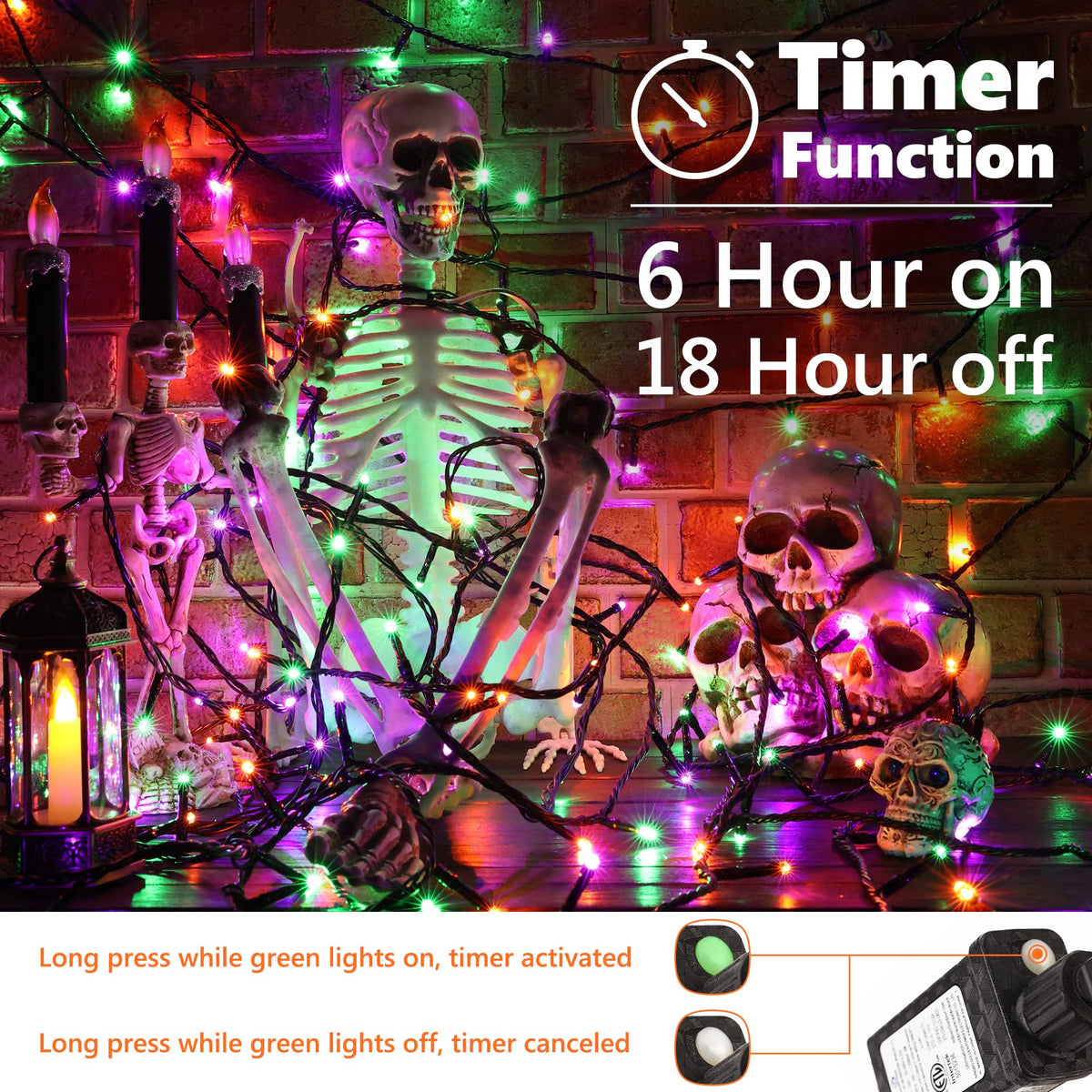 Brizled LED Halloween Lights Indoor Outdoor Orange & Purple String Light