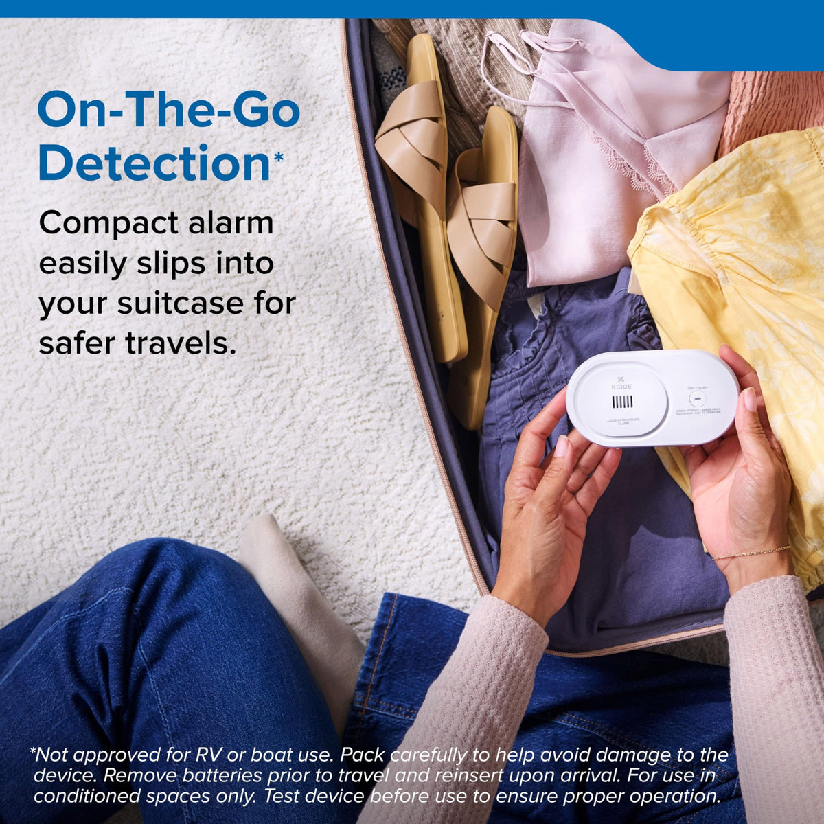 Kidde Carbon Monoxide Detector, AA Battery Powered, Portable for Travel or Home, 85 dB Alarm, LED Status Indicators, 3rd Edition