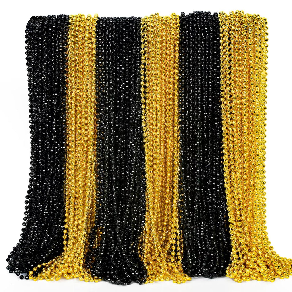 EOBOH Mardi Gras Beads, 12PCS Bead Necklace Party Favors, Metallic 6 Kinds of 33" Beaded Necklaces Costumes Stuff, Festival Parade Throw Accessory Sets for Mardi Gras Celebrations Decorations