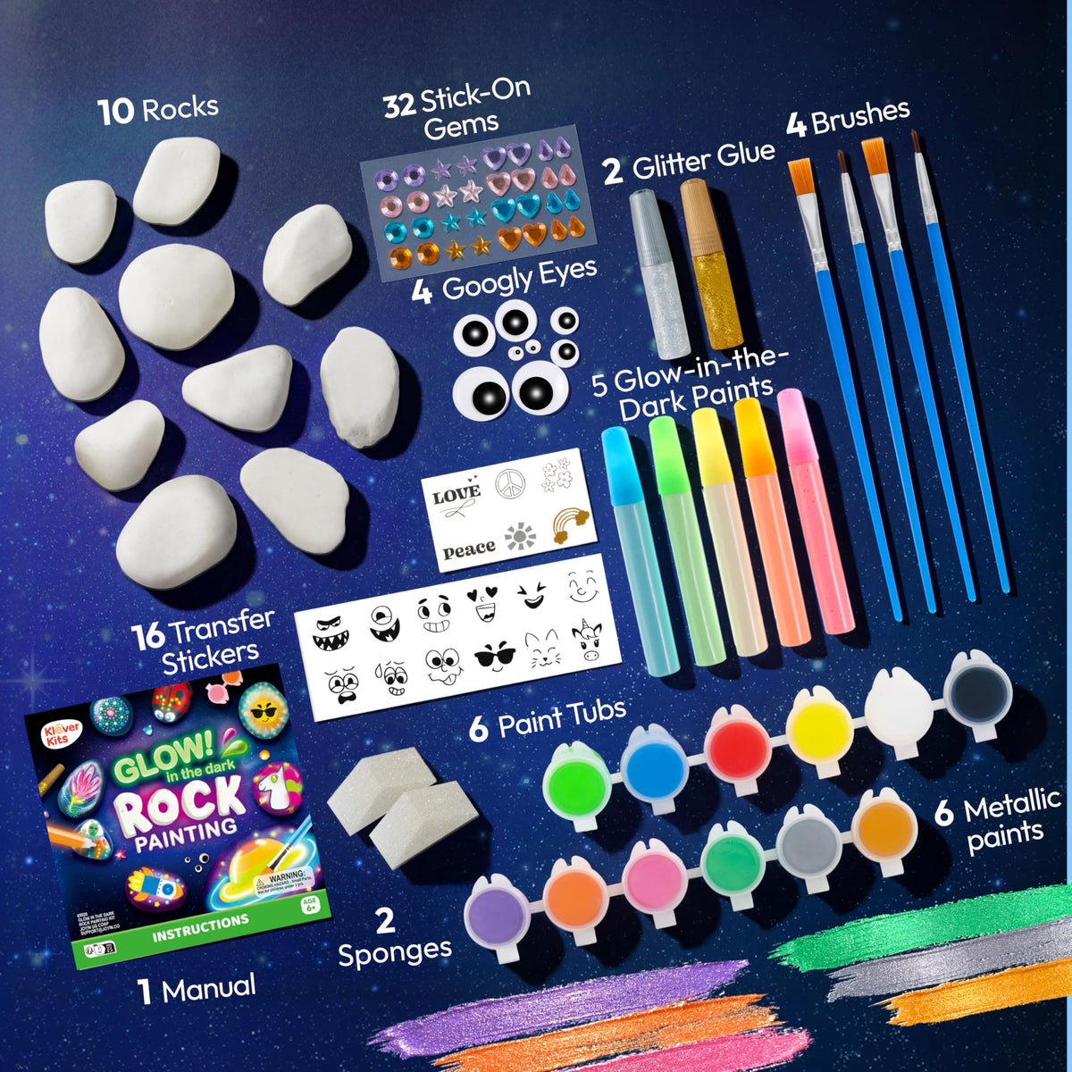JOYIN Rock Painting Kit for Kids, Arts and Crafts for Girls & Boys Ages 6-12, DIY Supplies for Painting Rocks, Easter Craft Kits Art Set, Kids Birthday Christmas Presents, Family Indoor Activity