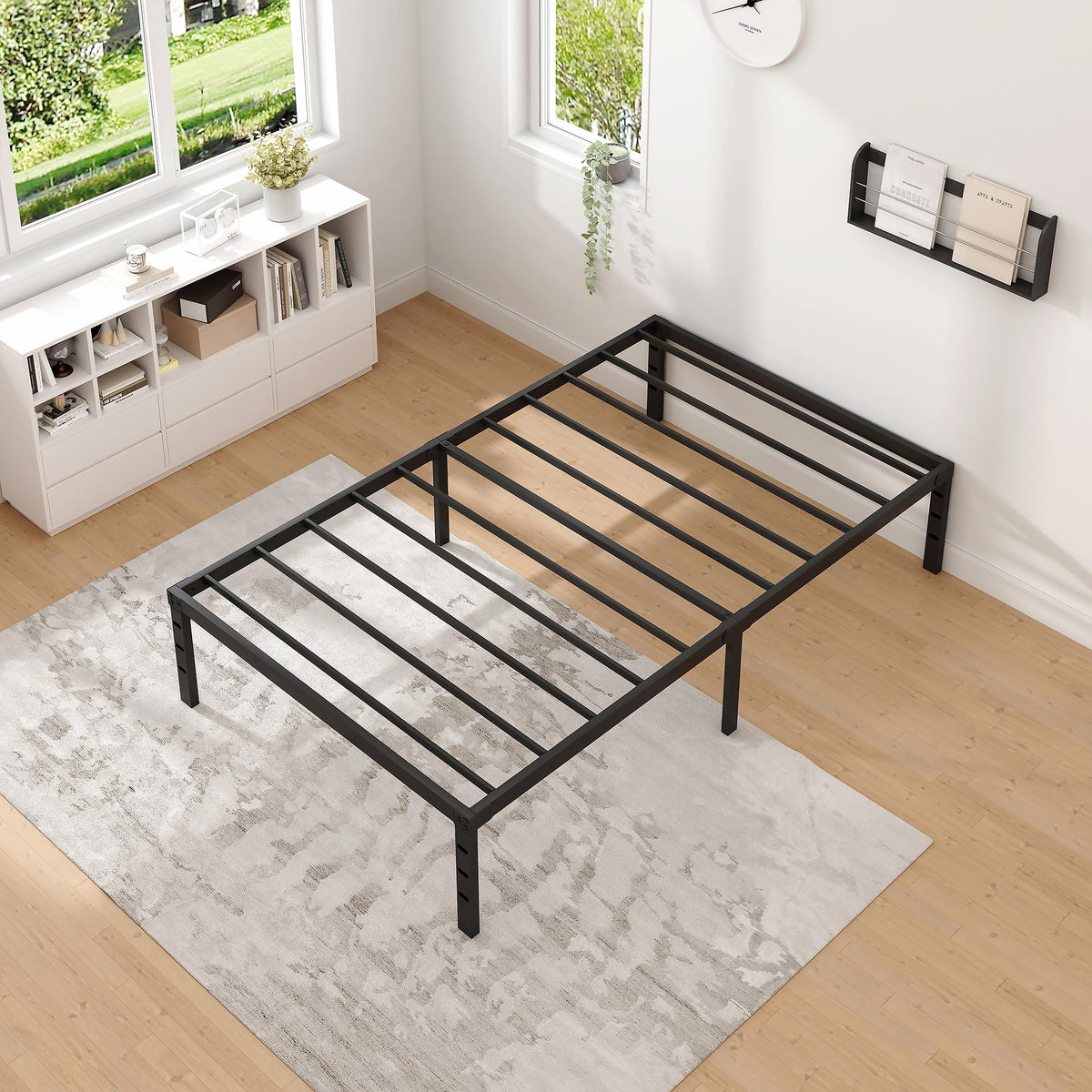 NEW JETO Metal Bed Frame,Queen Size Bed Frame with Storage Space,14 Inch