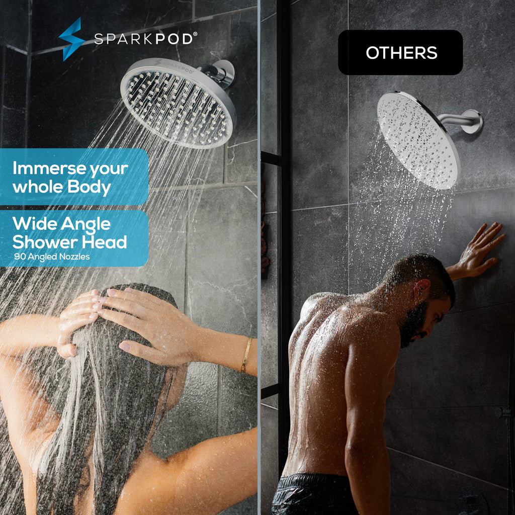 SparkPod Rain Shower Head, 6 Inch Round, Luxury Polished Chrome Finish