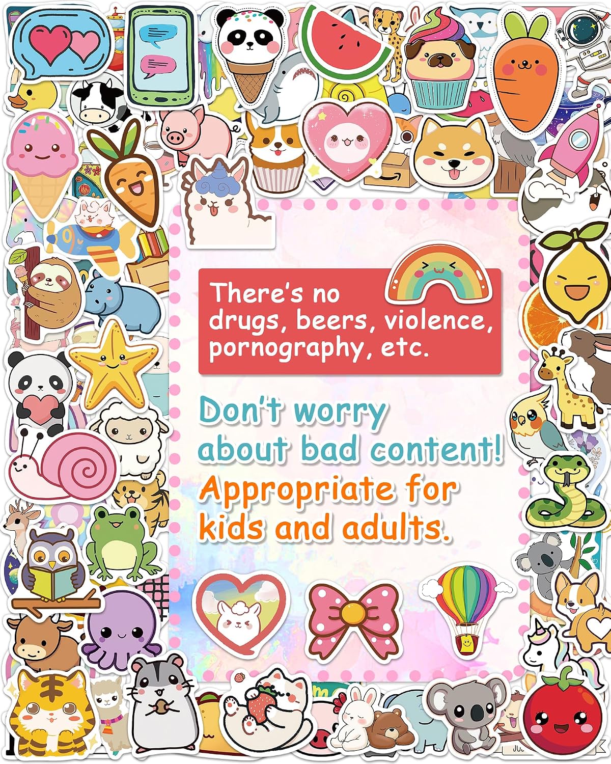 600 Pcs/Pack Water Bottle Stickers for Kids, Cute Vinyl Waterproof Stickers
