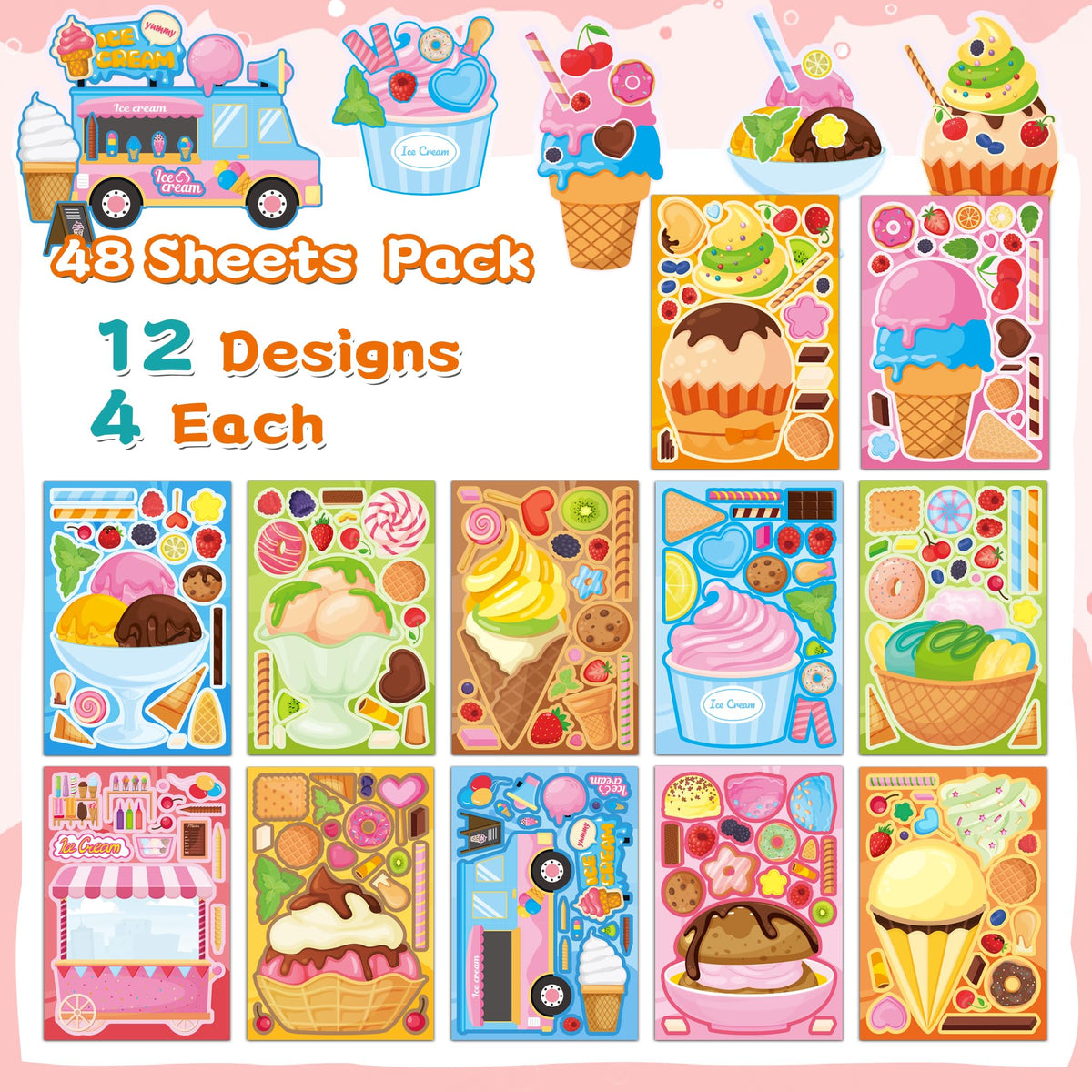 Stickers for Kids Toddler Party Favors Crafts - 48 Sheets