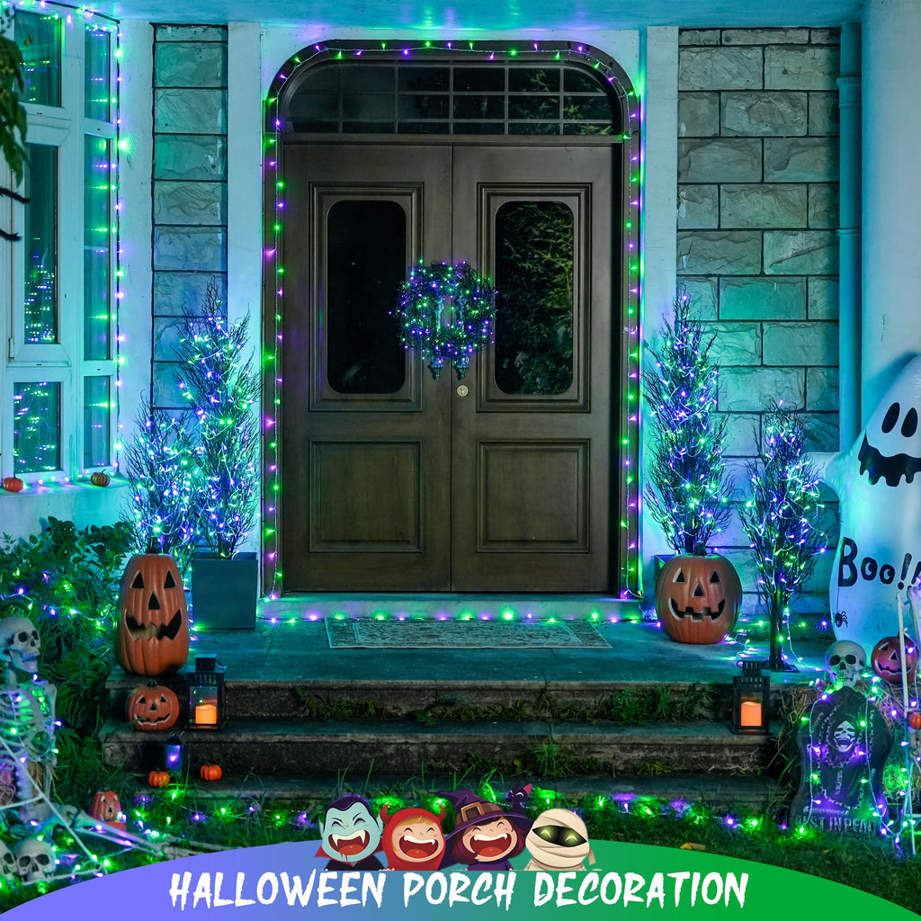 JMEXSUSS 100 LED Orange & Purple Halloween Lights Plug in