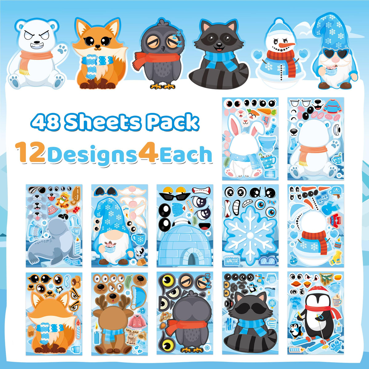 Stickers for Kids Toddler Party Favors Crafts - 48 Sheets