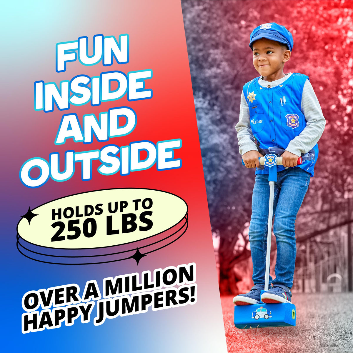 Flybar My First Foam Pogo Jumper for Kids Fun and Safe Pogo Stick, Durable Foam and Bungee Jumper for Ages 3 and up Toddler Toys, Supports up to 250lbs (Blue)