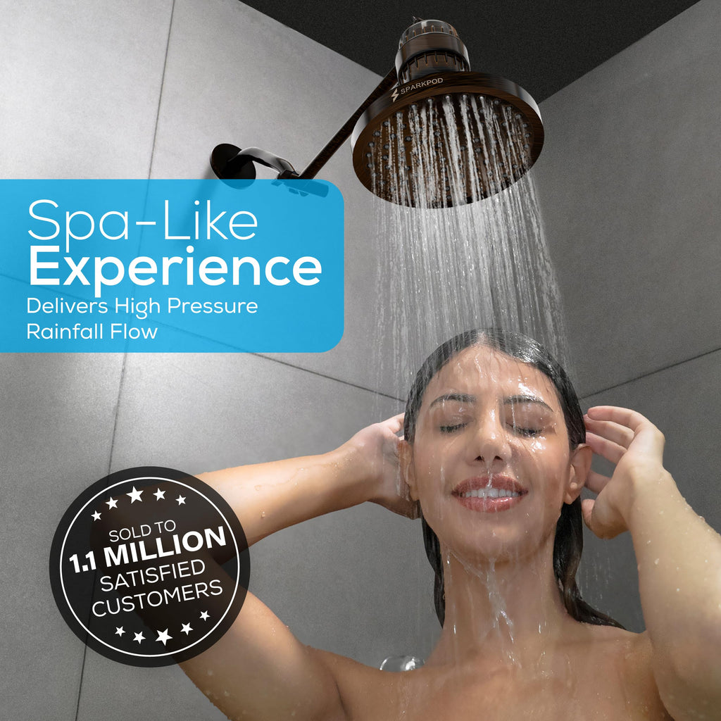 SparkPod Rain Shower Head, 6 Inch Round, Luxury Polished Chrome Finish