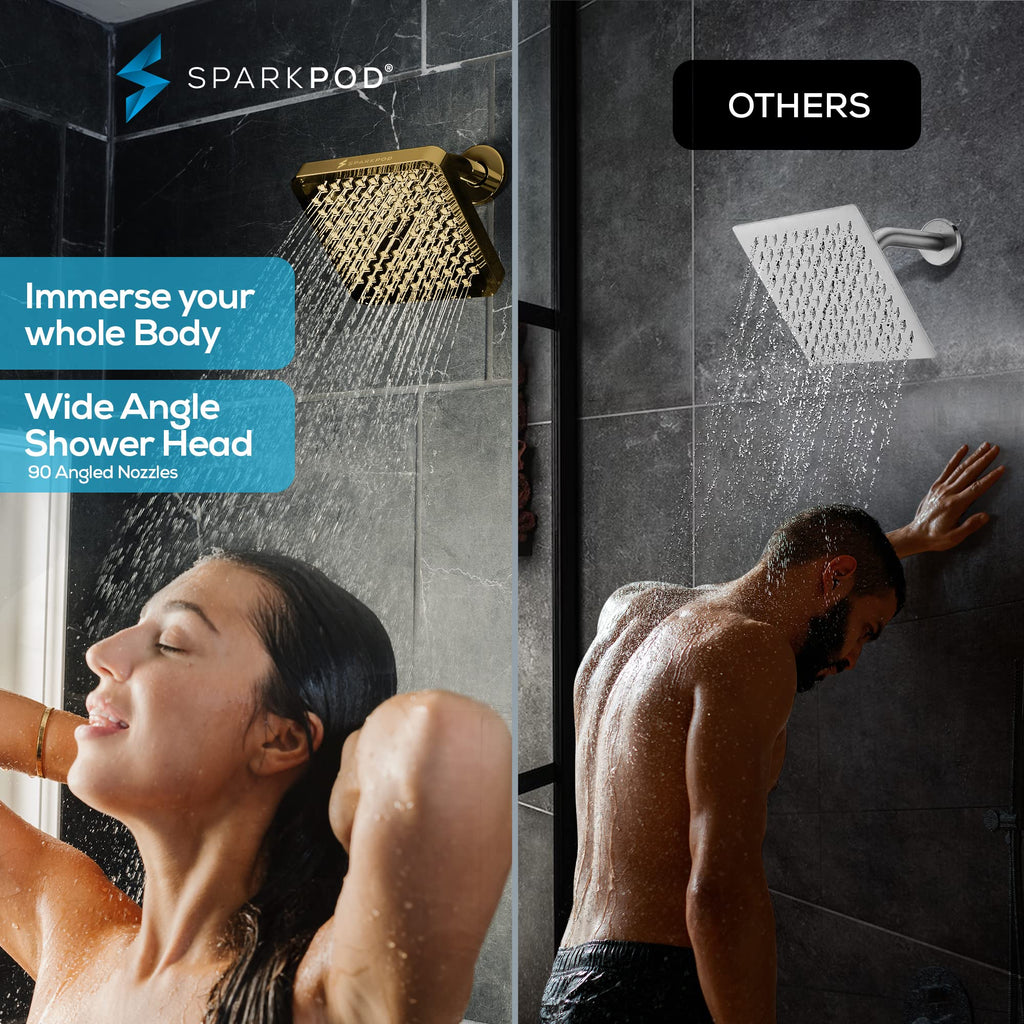 SparkPod Rain Shower Head, 6 Inch Round, Luxury Polished Chrome Finish