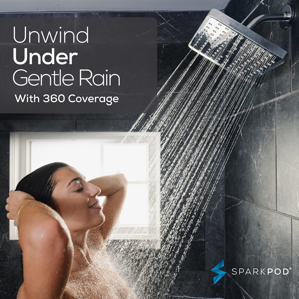 SparkPod Rain Shower Head, 6 Inch Round, Luxury Polished Chrome Finish